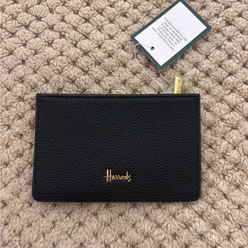 Brand New Harrods Black Leather Card Holder Case